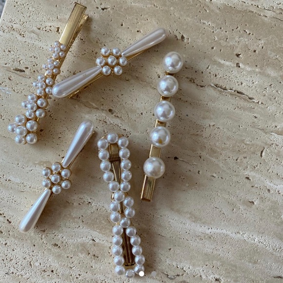 Pearl hair clips - 5 pieces - Picture 2 of 3